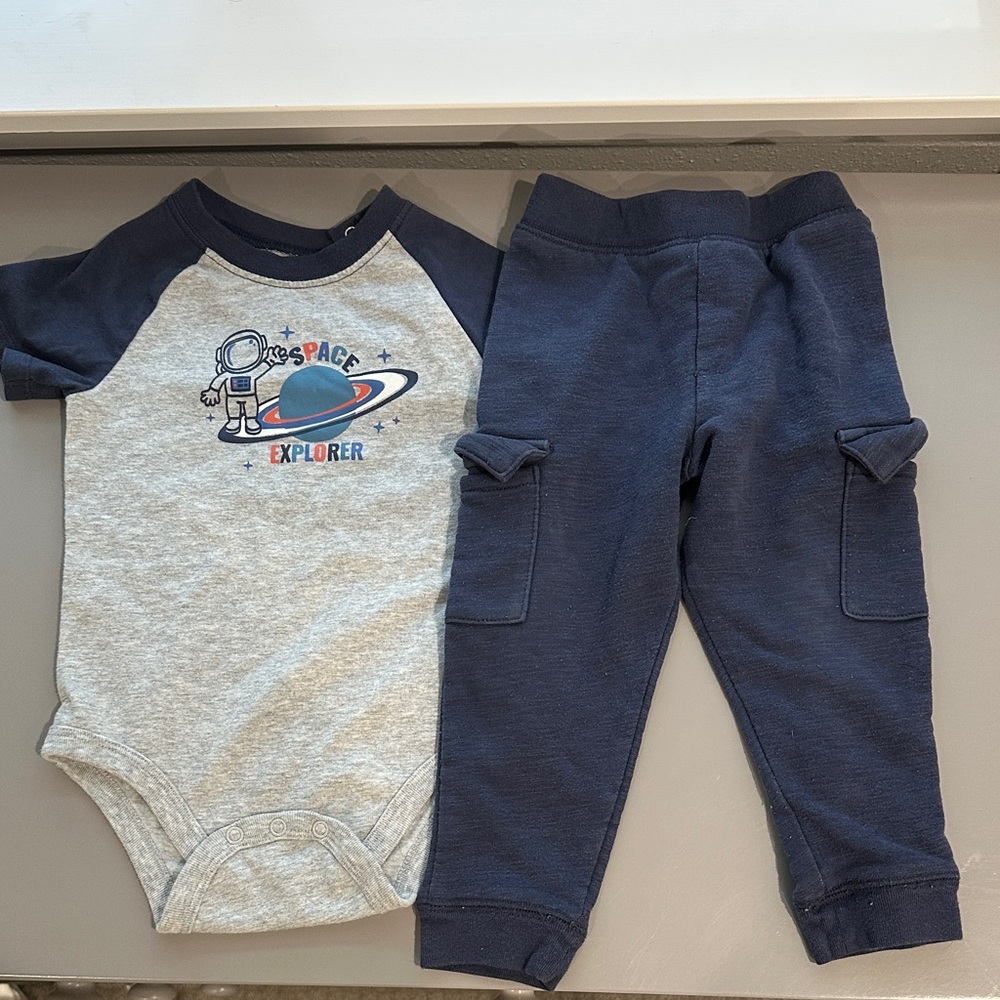 Baby Space Explorer Bodysuit with Navy Cargo Joggers